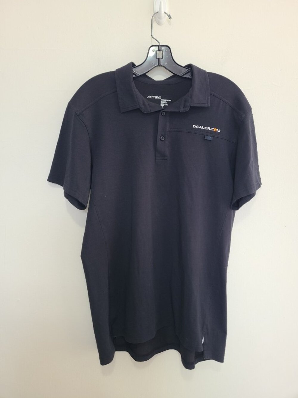 Arc'teryx Eris Polo Mens L Black Solid Short Sleeve Cotton Company Logo